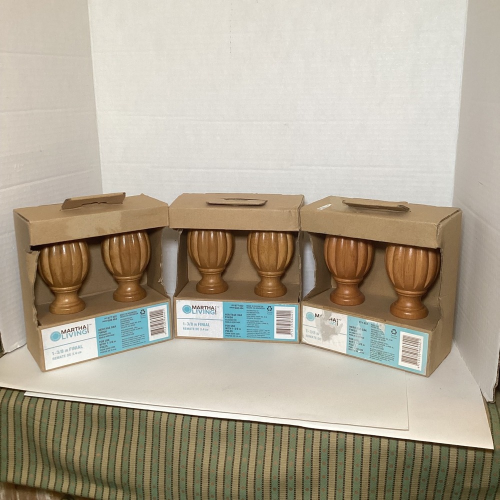 Martha Stewart Living Heritage Oak 1-3/8 in Finial Set of 6 Fluted Wood 677 852